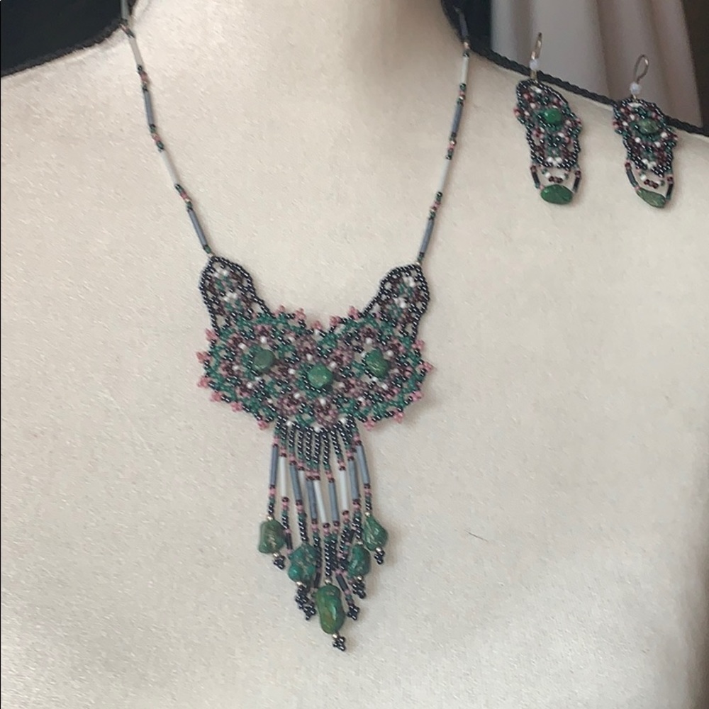 Boho beaded necklace set